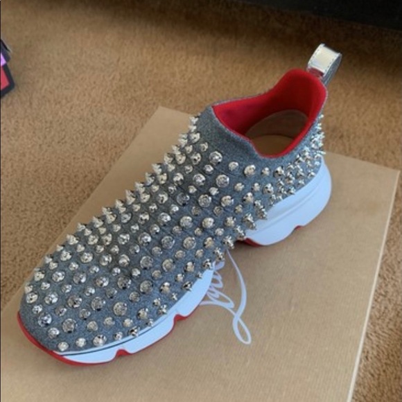 ✅SOLD✅CLouboutin Spiky Sock Donna Flat Neo LameSpike Gem - Picture 8 of 9